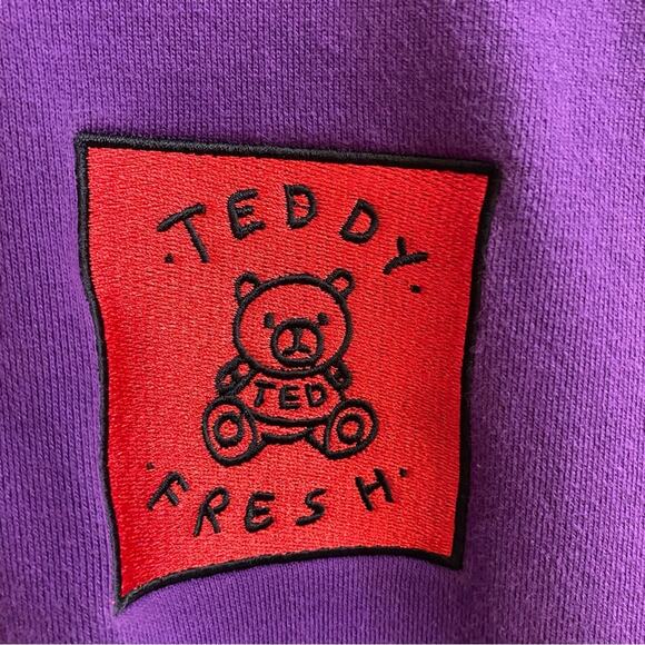 TEDDY FRESH Sweatshirt Mens Large Hoodie Color Block Hooded Pockets Multicolor - Picture 2 of 16